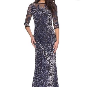 NWOT La Femme velvet burn out gown